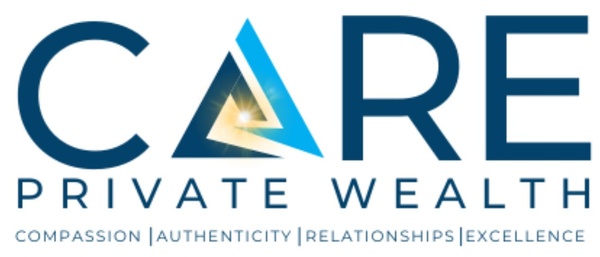Transcendent Prosperity - Logo for CARE Private Wealth, featuring stylized letters with a triangle in the "A" and the words "Compassion, Authenticity, Relationships, Excellence" below.